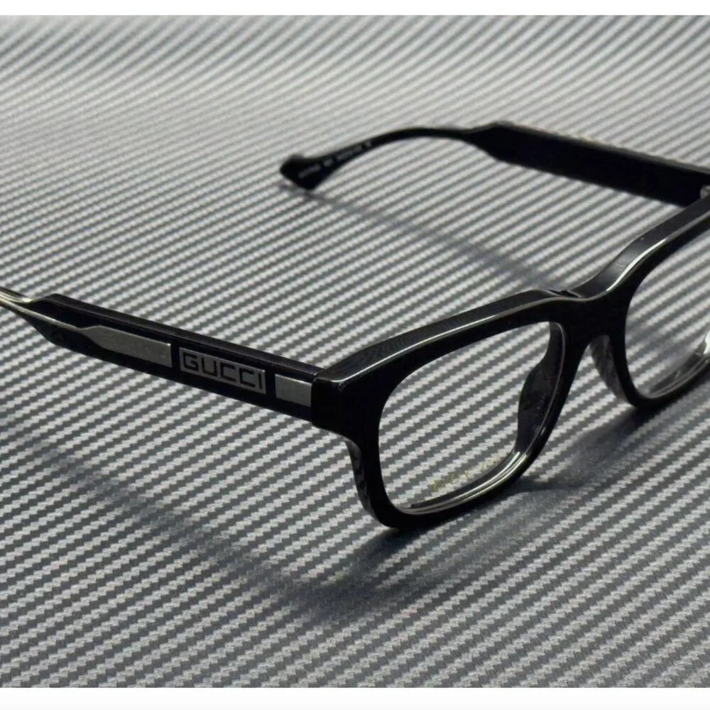 GUCCI Black Silver Men's 54 mm Eyeglasses